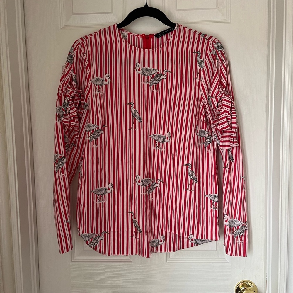 Zara Red and White Blouse Elegant and Versatile